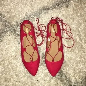 Mossimo Supply Co Red Flats with Ankle Tie